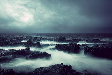 Fototapeta premium Wallpaper of a landscape with a thunderstorm. Generative ai