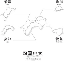 日本の四国地方のマップ（線画）