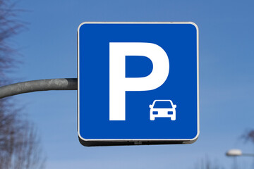 blue car parking sign