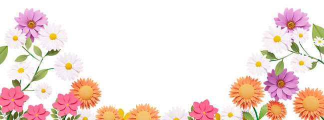 Naklejka na ściany i meble Spring concept Daisy flower frame cutout