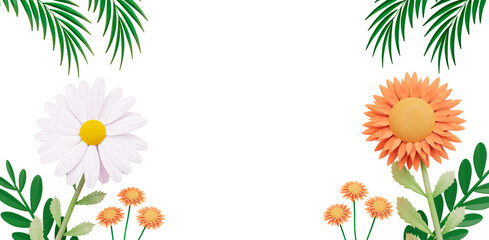 Spring concept Daisy flower frame cutout