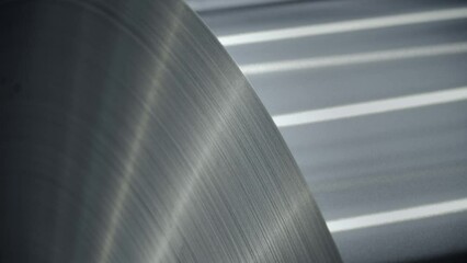 Coil coating detail in a aluminium factory. Quality check.