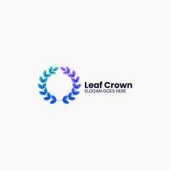 Vector Logo Illustration Leaf Crown Gradient Colorful Style