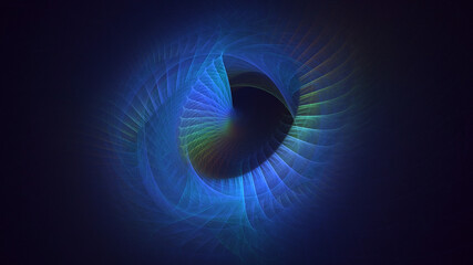 3D rendering abstract blue fractal light background