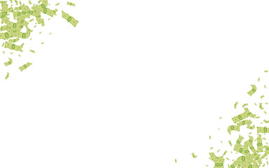 Obraz na płótnie Canvas Green Confetti Vector White Background. Falling