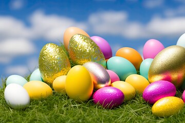 easter eggs in grass