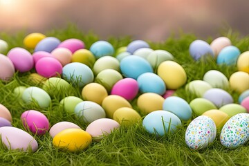 Fototapeta na wymiar easter eggs on grass