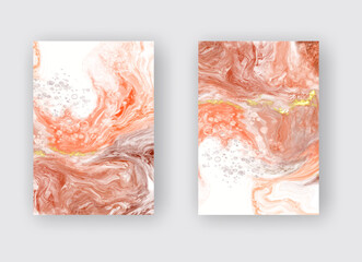 Vector coral banners set. Hand drawn abstract paint brush stroke.
