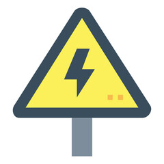 electric danger sign flat icon style