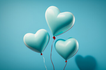 Fototapeta na wymiar Heart shaped balloons. Heart balloon on blue background.selective focus.Generative AI,