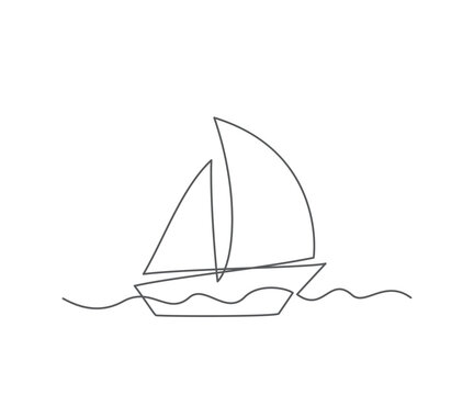 Boat One line drawing on white background
