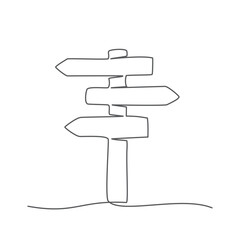 Road sign One line drawing on white background