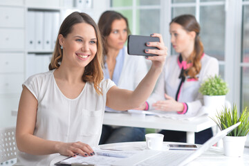 young cute women working in modern office