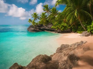Obraz na płótnie Canvas Escape to the Ocean: A Tropical Getaway on the Caribbean Beach