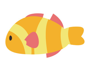 Clownfish in flat style. Beautiful underwater inhabitant.