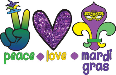 Mardi Gras Vector Design for Sublimation Print . Cute Colorful Typographic Illustration for Print on Demand Business. Ready to Print elements for T-Shirt and other Clothing.