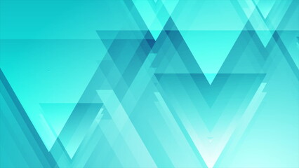 Bright blue geometric tech background with glossy triangles