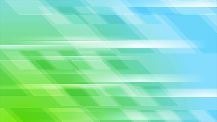 Obraz premium Green blue shiny geometric tech abstract background