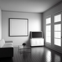 modern living room with tv for staging