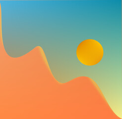 Illustration of Sunset in a desert