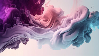 Obraz na płótnie Canvas Colorful liquid smoke in vibrant alchogol ink in water white abstract background. Generative AI.