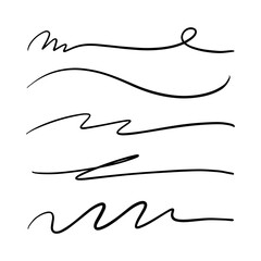 strokes, underlines, highlighter marker strokes, wave brush marks.