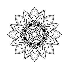 mandala coloring book page, line art, vector illustration