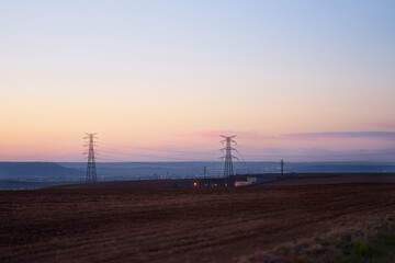 Obraz premium power lines in the field