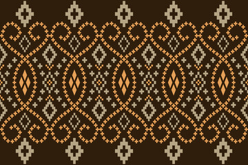 Nature vintages cross stitch traditional ethnic pattern paisley flower Ikat background abstract Aztec African Indonesian Indian seamless pattern for fabric print cloth dress carpet curtains and sarong