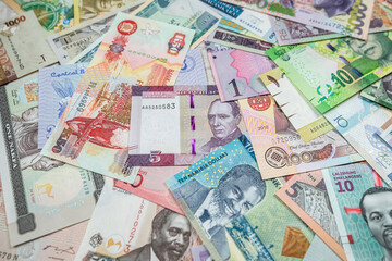Background with folded banknotes for payment from Africa from top to bottom.