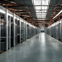 Obraz premium Minimalist Warehouse Interiors: Streamlined Spaces with Clean Lines & Industrial Charm - Created Using Generative AI Tools