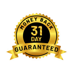 money back guaranteed badge in gold color