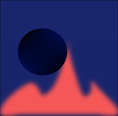 Dark blue sphere in a blur and wavy background