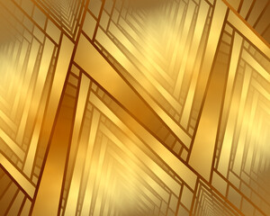 Abstract geometric minimal gold fractal art background with an Art Deco vibe.