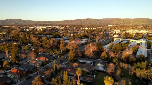 san jose california aerial of business district and neighborhoods