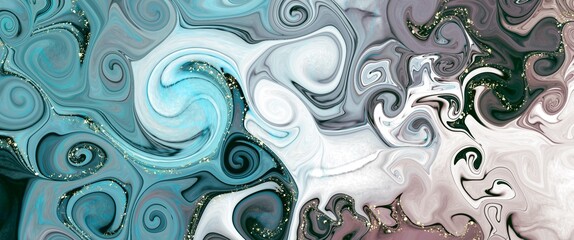 Earth tone abstract fluid art painting with alcohol ink, twist elements, gold, soft blue and brown liquid design illustration contrast texture, wallpaper background with luxury decoration elements
- 571133327