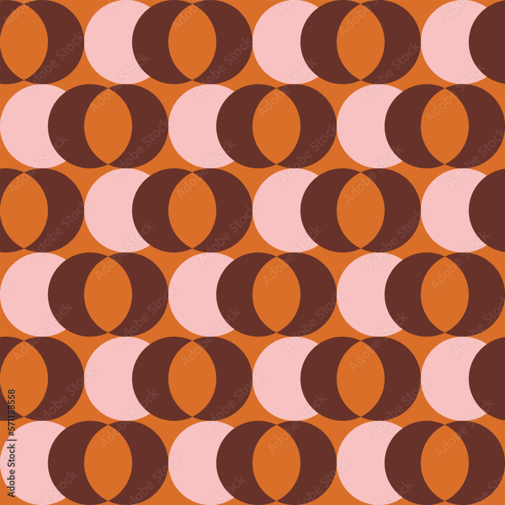 Poster retro aesthetic seamless pattern in style 60s, 70s. mid century background with crescent moon. geome