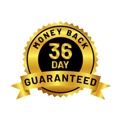 Naklejka premium money back guaranteed badge in gold color