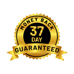 money back guaranteed badge in gold color