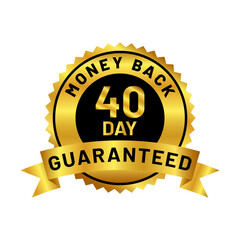 money back guaranteed badge in gold color