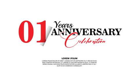 Fototapeta na wymiar year anniversary celebration logo vector design with red and black color on white background abstract 