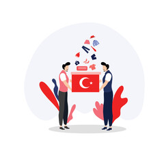 Fototapeta na wymiar Pray for turkey with charity turkey flag for turkey earthquake illustration vector