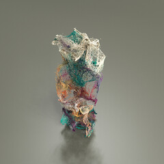 3d particles colorful background, box shape