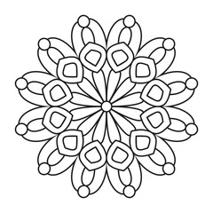 Easy Mandala Flower Design. Elegant Simple mandala page, Kaleidoscope, intricate lines patterns wall art, invitations, branding,  designs, basic mandalas Coloring page, adults, seniors, beginners