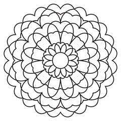 Easy Mandala Flower Design. Elegant Simple mandala page, Kaleidoscope, intricate lines patterns wall art, invitations, branding,  designs, basic mandalas Coloring page, adults, seniors, beginners