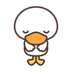 お辞儀をするかわいい白いアヒルのキャラクター