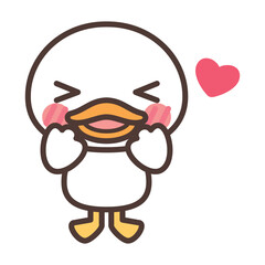 ハートとかわいい白いアヒルのキャラクター