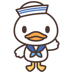 セーラーハットをかぶっているかわいい白いアヒルのキャラクター