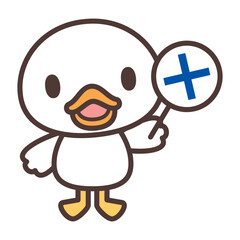 バツを持っているかわいい白いアヒルのキャラクター