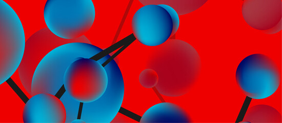 Line points connections geometric landing page background. Fluid circles and spheres with liquid gradients. Vector Illustration For Wallpaper, Banner, Background, Card, Book Illustration, landing page